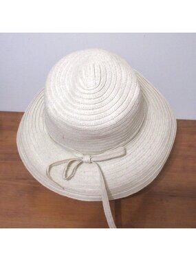 Cotton Connection Womens Floppy Brimmed Sun Hat 100% Paper Straw Cream Packable